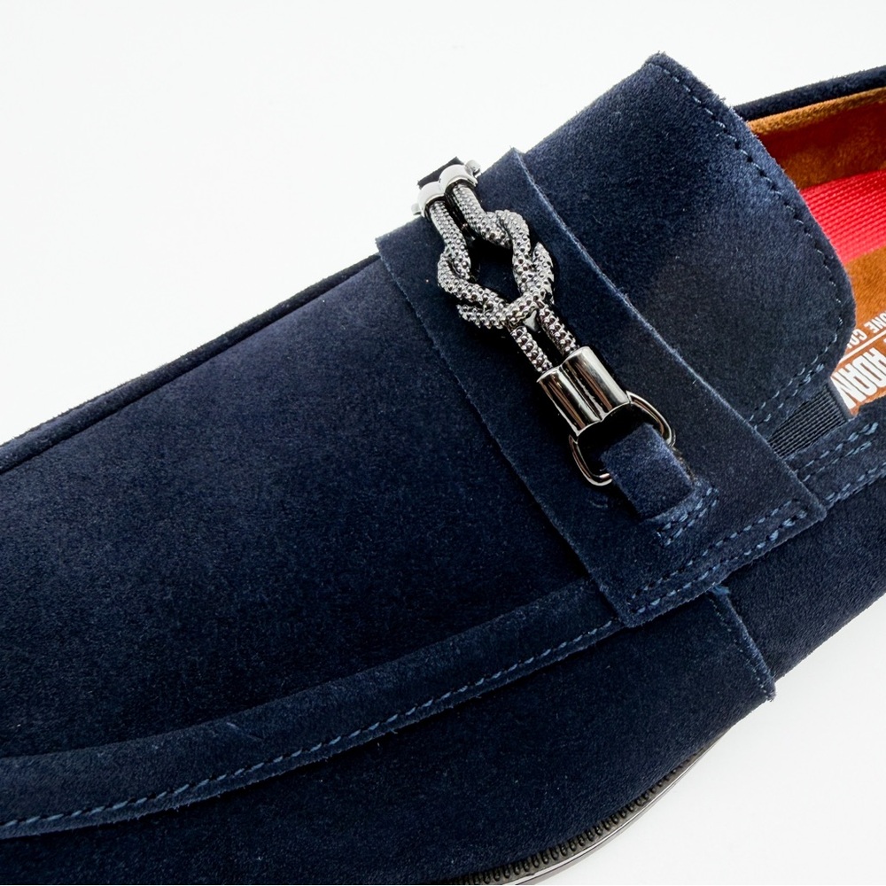 Stacy Adams Ravelle Moc Toe Slip On Bit Loafers Navy Blue Suede Shoes 7.5 NEW - Picture 10 of 15